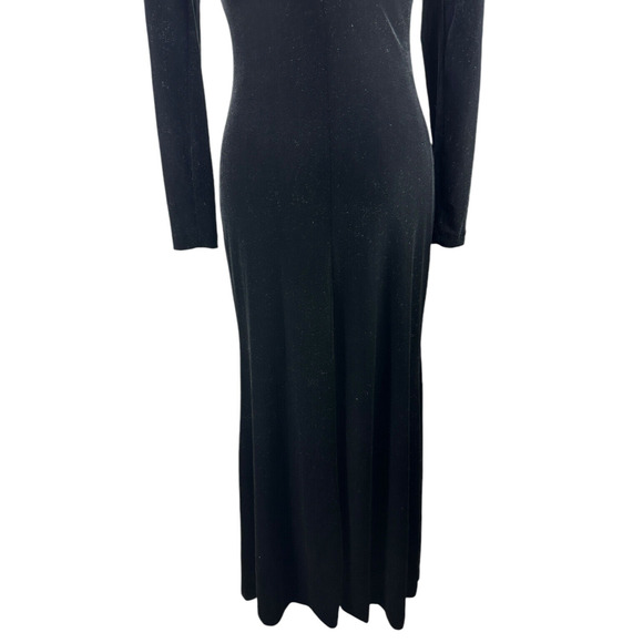 Vtg Lauren Ralph Lauren Velvet Black Maxi Dress Drape Back Evening Gown Medium - Picture 9 of 15